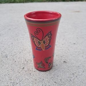 Red Butterfly Design Ceramic Tumbler